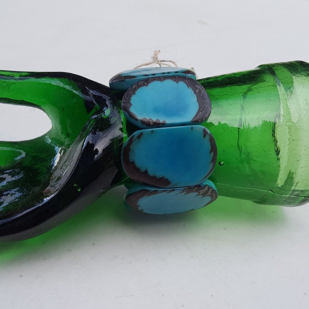 Bracelet Organic Tagua Nut Stretch Turquoise